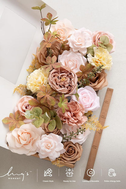 Artificial Pink Wedding Flowers Combo, English Pastel, Deluxe