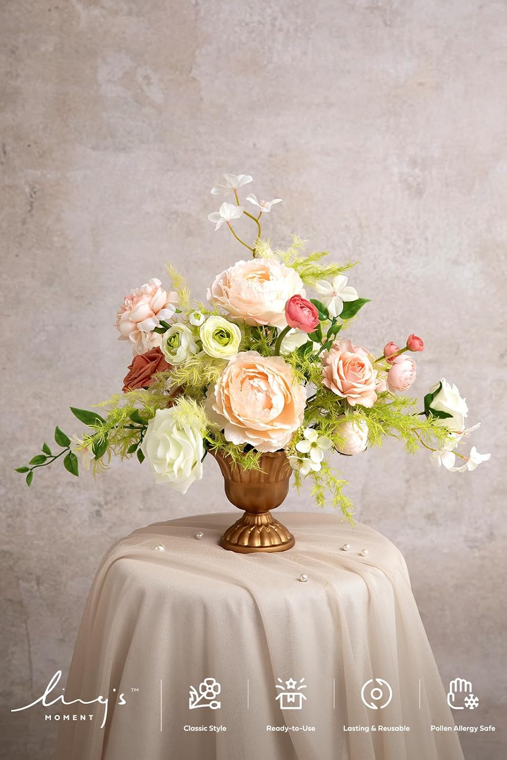 Artificial Pink Wedding Flowers Combo, English Pastel, Deluxe