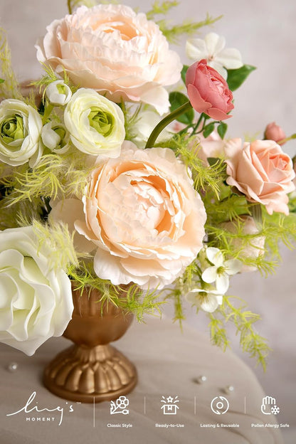 Artificial Pink Wedding Flowers Combo, English Pastel, Deluxe