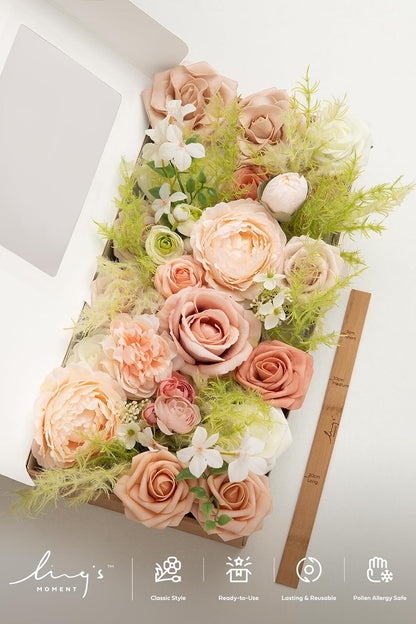 Artificial Pink Wedding Flowers Combo, English Pastel, Deluxe