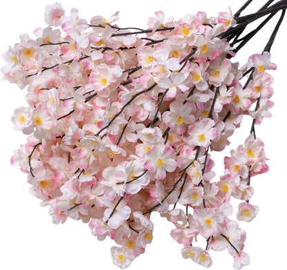 8 Pack Artificial Cherry Blossom Branches - 20 Inch Real Touch Silk Flowers with Bendable Stems for Vase, Wedding, Home Office Decor, Spring Floral, Party & Event Decor (Blush Pink Gradient)