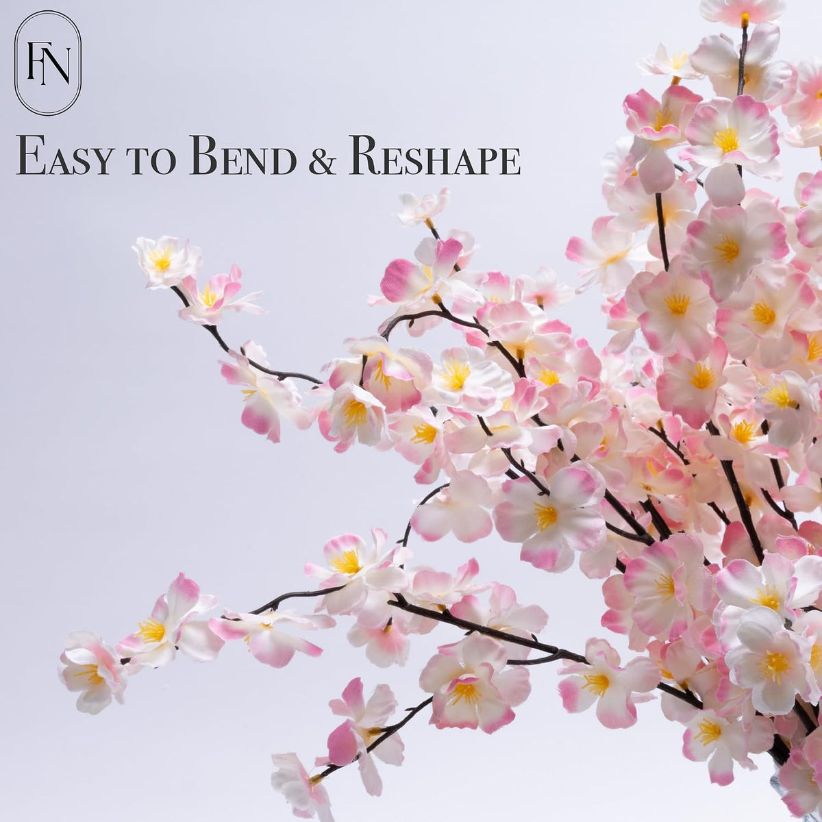 8 Pack Artificial Cherry Blossom Branches - 20 Inch Real Touch Silk Flowers with Bendable Stems for Vase, Wedding, Home Office Decor, Spring Floral, Party & Event Decor (Blush Pink Gradient)