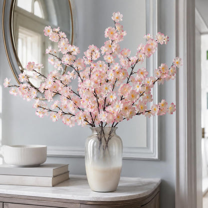 8 Pack Artificial Cherry Blossom Branches - 20 Inch Real Touch Silk Flowers with Bendable Stems for Vase, Wedding, Home Office Decor, Spring Floral, Party & Event Decor (Blush Pink Gradient)