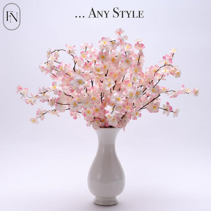 8 Pack Artificial Cherry Blossom Branches - 20 Inch Real Touch Silk Flowers with Bendable Stems for Vase, Wedding, Home Office Decor, Spring Floral, Party & Event Decor (Blush Pink Gradient)