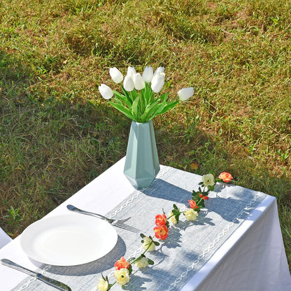 Artificial White Tulips 20 Pcs – 13.5 Inch PU Faux Flowers with Bendable Stems for Home Décor, Wedding Centerpieces, DIY Floral Arrangements, New Year and Valentine's Day