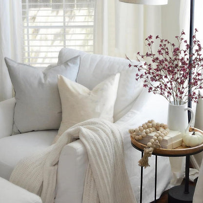 3 Pcs Cherry Blossom Branches Artificial Flowers for Spring Summer Indoor Decoration Faux Cherry Blossom Long Stems Creamy White Silk Fake Flowers for Tall Vase Arrangements Home Wedding Table