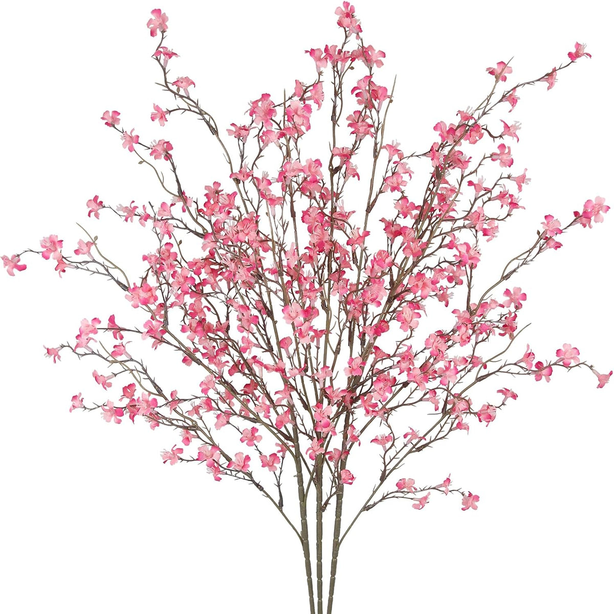 3 Pcs Cherry Blossom Branches Artificial Flowers for Spring Summer Indoor Decoration Faux Cherry Blossom Long Stems Creamy White Silk Fake Flowers for Tall Vase Arrangements Home Wedding Table