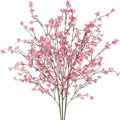 3 Pcs Cherry Blossom Branches Artificial Flowers for Spring Summer Indoor Decoration Faux Cherry Blossom Long Stems Creamy White Silk Fake Flowers for Tall Vase Arrangements Home Wedding Table
