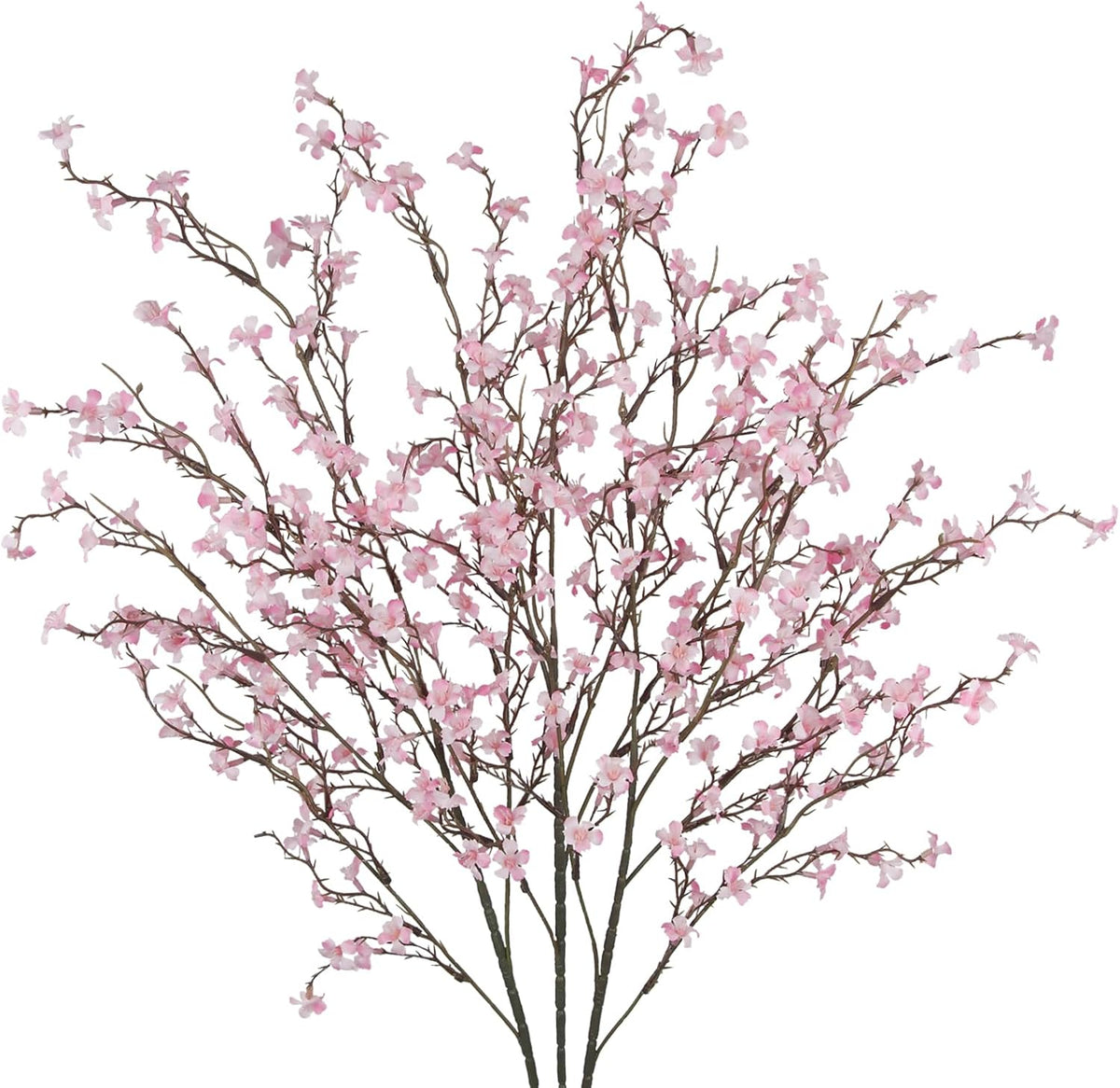 3 Pcs Cherry Blossom Branches Artificial Flowers for Spring Summer Indoor Decoration Faux Cherry Blossom Long Stems Creamy White Silk Fake Flowers for Tall Vase Arrangements Home Wedding Table