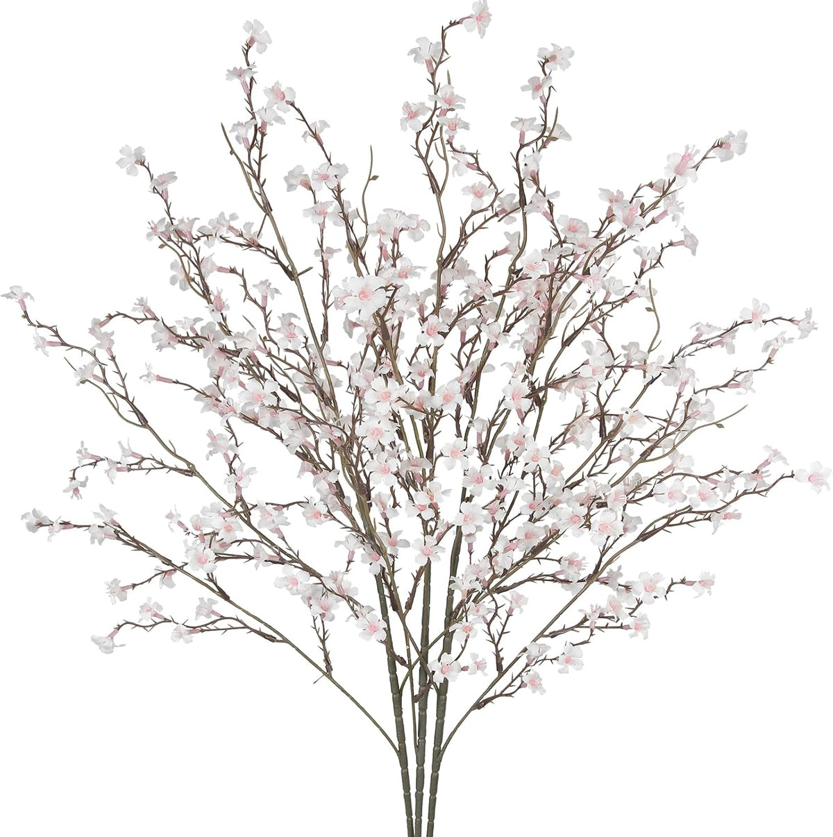 3 Pcs Cherry Blossom Branches Artificial Flowers for Spring Summer Indoor Decoration Faux Cherry Blossom Long Stems Creamy White Silk Fake Flowers for Tall Vase Arrangements Home Wedding Table