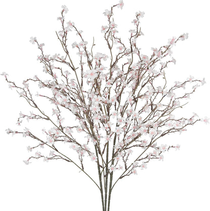 3 Pcs Cherry Blossom Branches Artificial Flowers for Spring Summer Indoor Decoration Faux Cherry Blossom Long Stems Creamy White Silk Fake Flowers for Tall Vase Arrangements Home Wedding Table