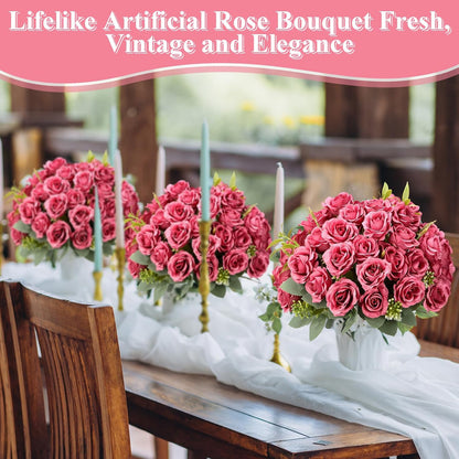 8 Pack Artificial Mini Purple and Lilac Roses 12 Inch Fake Flowers with Stems 80 Small 1.6 Inch Flower Heads Silk Mini Rose Bouquets for Wedding Centerpieces, Bridal Bouquets, Home Party Decor