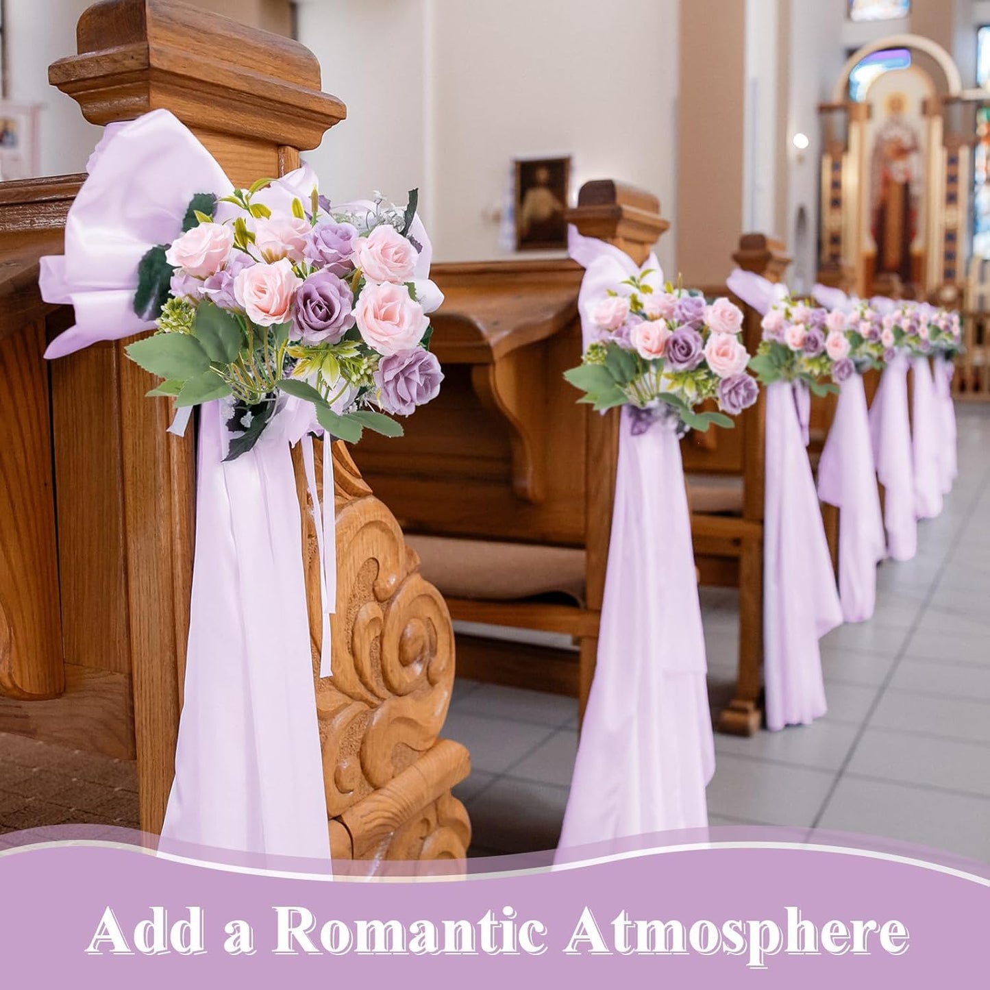 8 Pack Artificial Mini Purple and Lilac Roses 12 Inch Fake Flowers with Stems 80 Small 1.6 Inch Flower Heads Silk Mini Rose Bouquets for Wedding Centerpieces, Bridal Bouquets, Home Party Decor