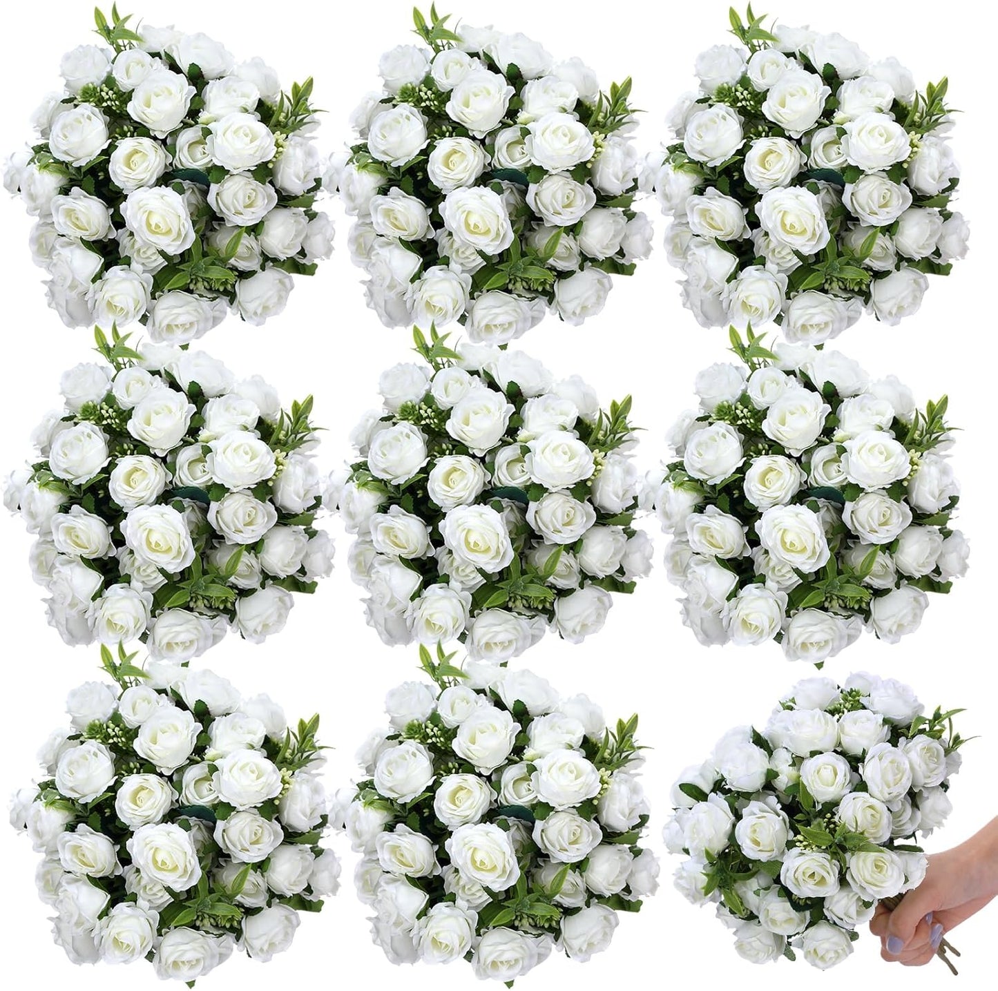8 Pack Artificial Mini Purple and Lilac Roses 12 Inch Fake Flowers with Stems 80 Small 1.6 Inch Flower Heads Silk Mini Rose Bouquets for Wedding Centerpieces, Bridal Bouquets, Home Party Decor
