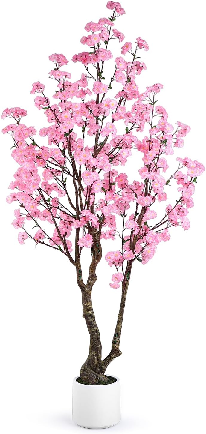 7FT Artificial Cherry Blossom Tree Pink Sakura Flower Tree with Pot