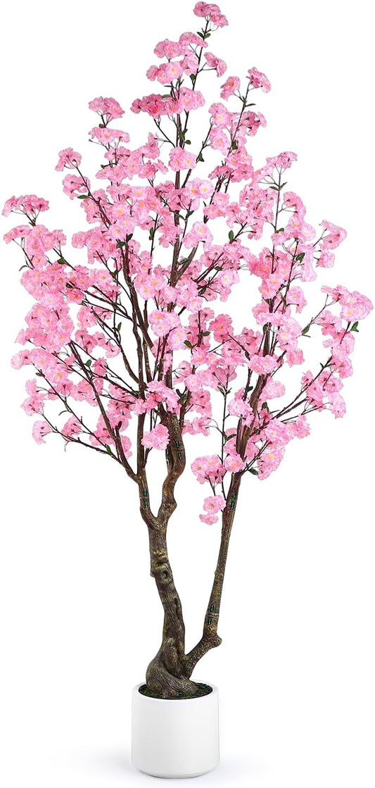 7FT Artificial Cherry Blossom Tree Pink Sakura Flower Tree with Pot