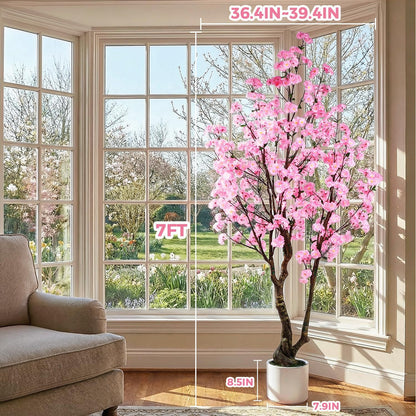 7FT Artificial Cherry Blossom Tree Pink Sakura Flower Tree with Pot
