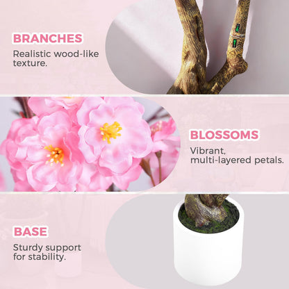 7FT Artificial Cherry Blossom Tree Pink Sakura Flower Tree with Pot