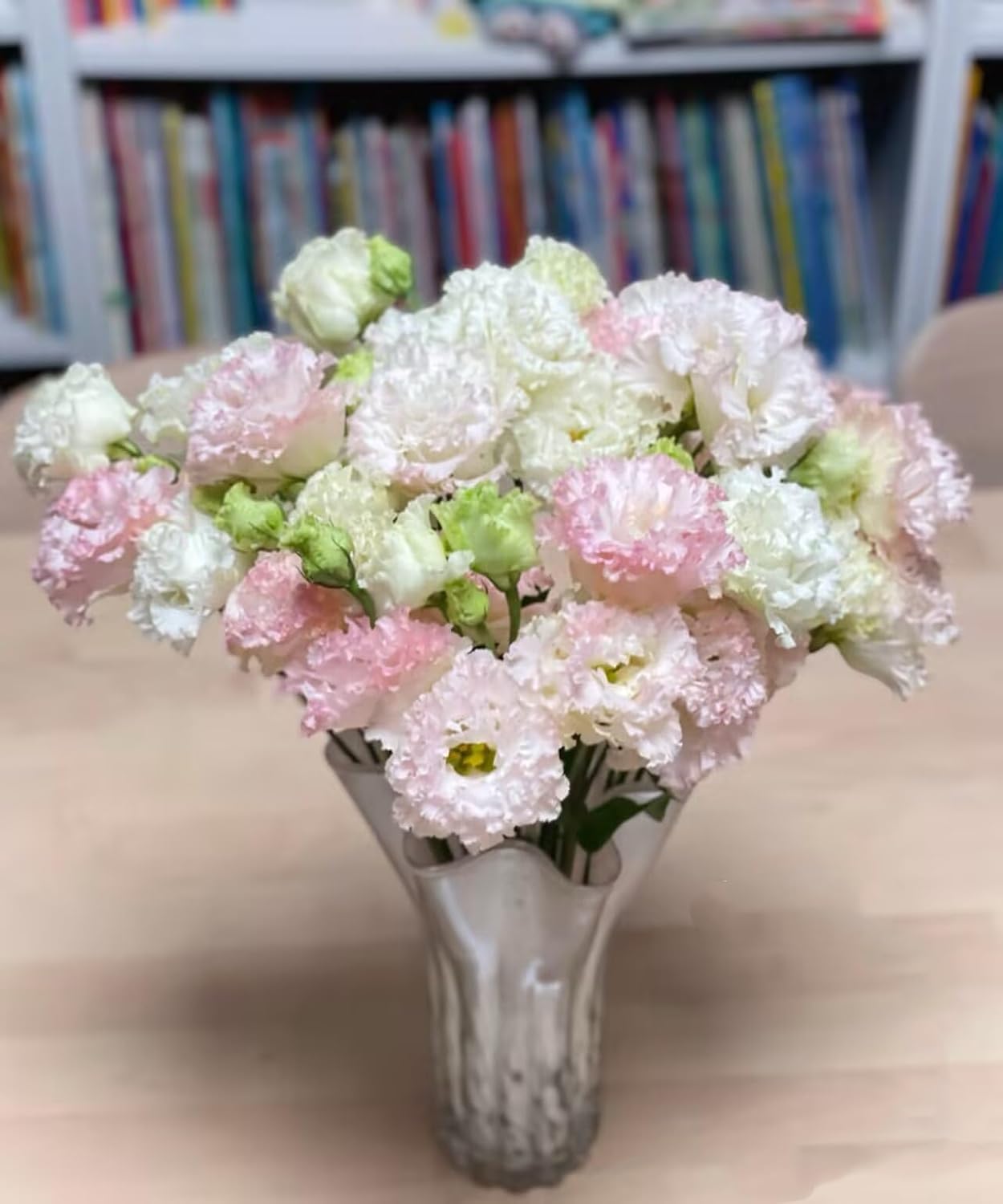 Fresh Lisianthus Flowers Bouquet Ruffled Eustoma Fresh Cut Flowers for Home Decor Wedding Gift 10 Stems (Green)