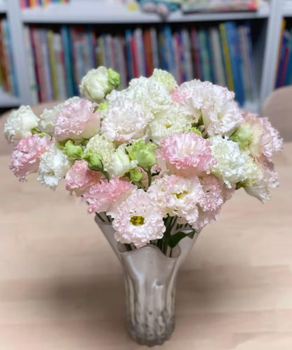 Fresh Lisianthus Flowers Bouquet Ruffled Eustoma Fresh Cut Flowers for Home Decor Wedding Gift 10 Stems (Green)
