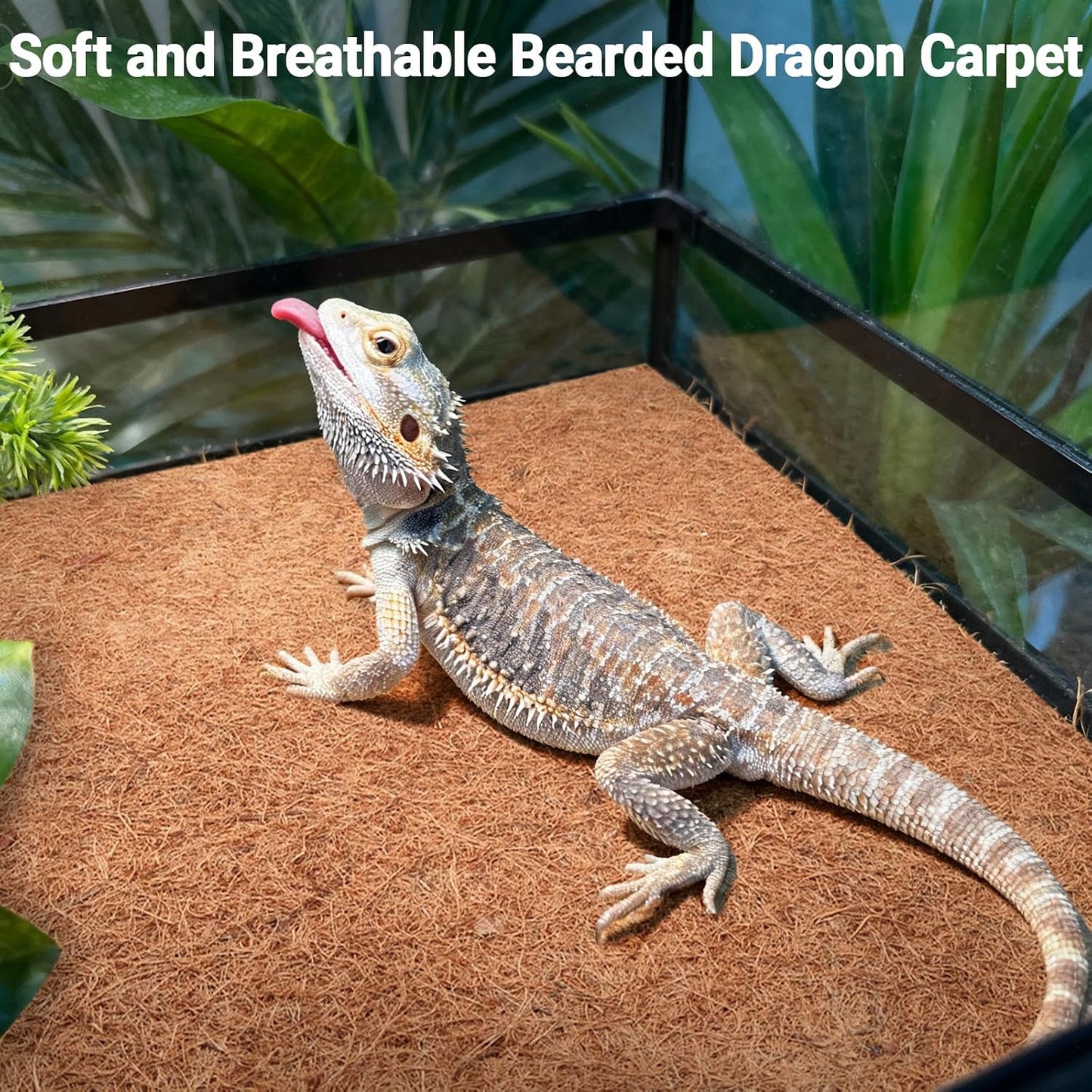 10 Pcs Reptile Carpet, 12X12 inch Natural Coconut Fiber Liner Mat Flooring Accessories for Reptile Tank - Bearded Dragon Tortoise Lizard Turtle Snake Leopard Gecko Substrate Bedding