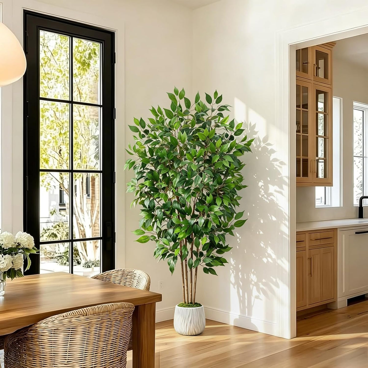 2 Pcs 4Ft Artificial Hydrangea Tree Potted Plants, Fake Flowers Tree