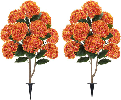 2 Pcs 4Ft Artificial Hydrangea Tree Potted Plants, Fake Flowers Tree