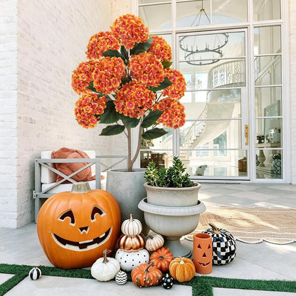2 Pcs 4Ft Artificial Hydrangea Tree Potted Plants, Fake Flowers Tree