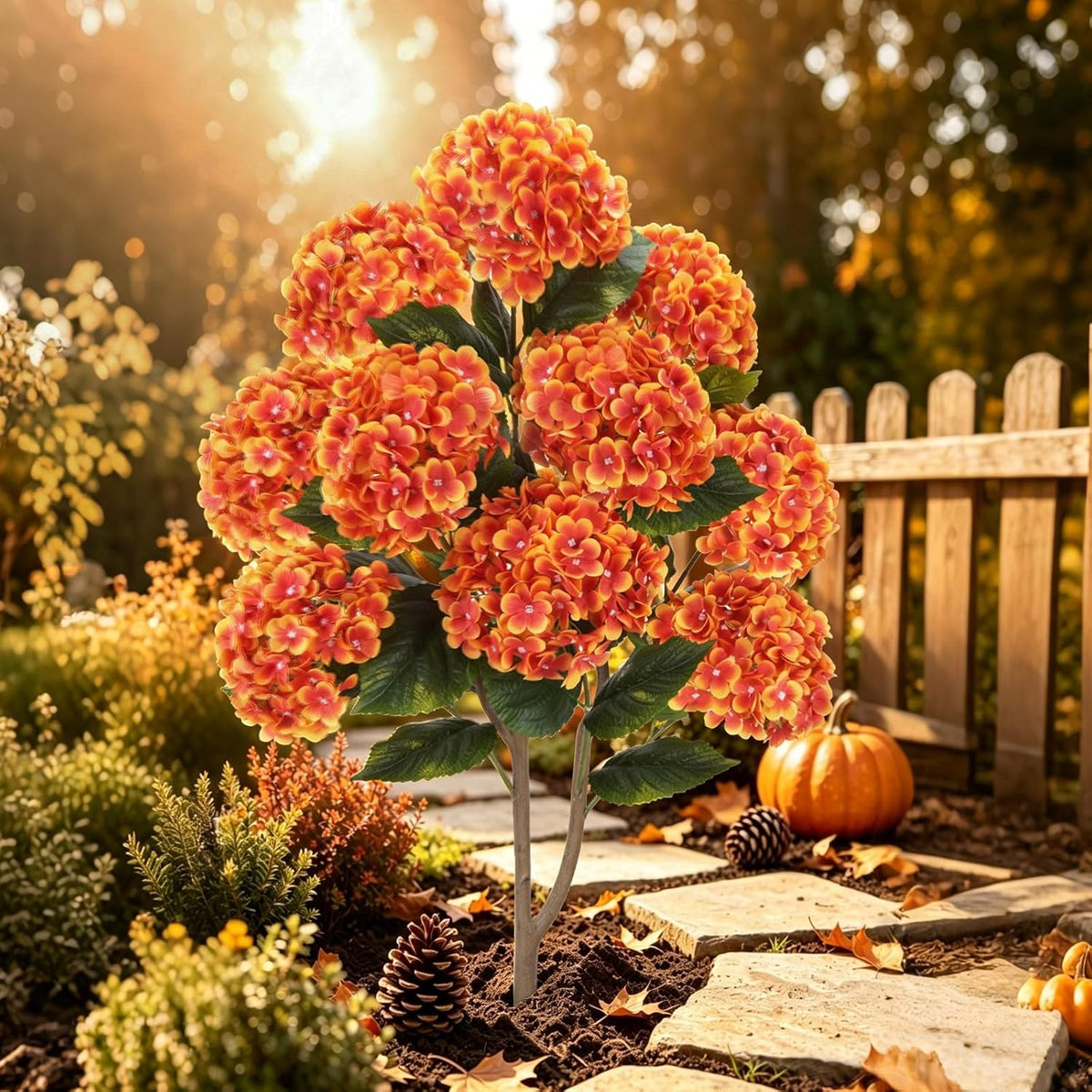 2 Pcs 4Ft Artificial Hydrangea Tree Potted Plants, Fake Flowers Tree