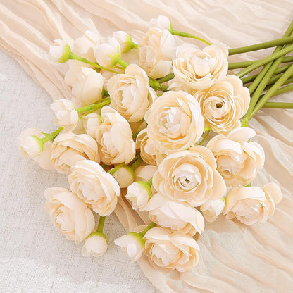 Mini Ranunculus Artificial Flowers Bouquet Creamy
