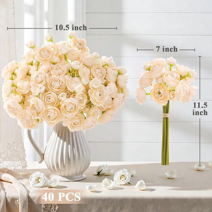 Mini Ranunculus Artificial Flowers Bouquet Creamy