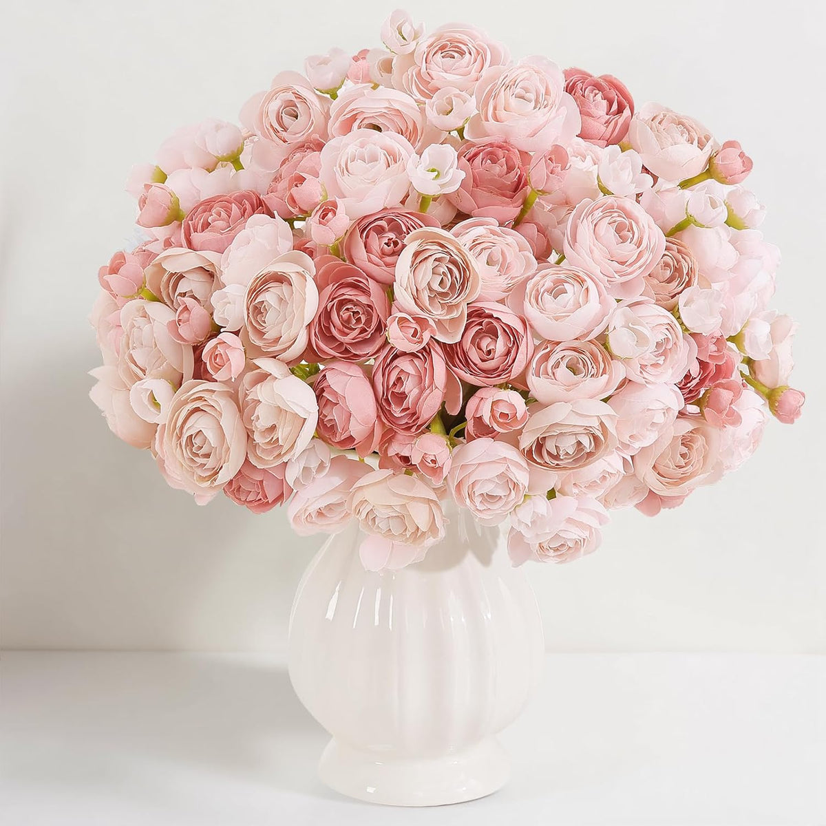 Mini Ranunculus Artificial Flowers Bouquet Creamy
