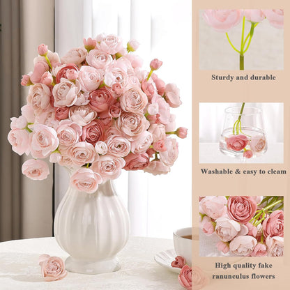 Mini Ranunculus Artificial Flowers Bouquet Creamy