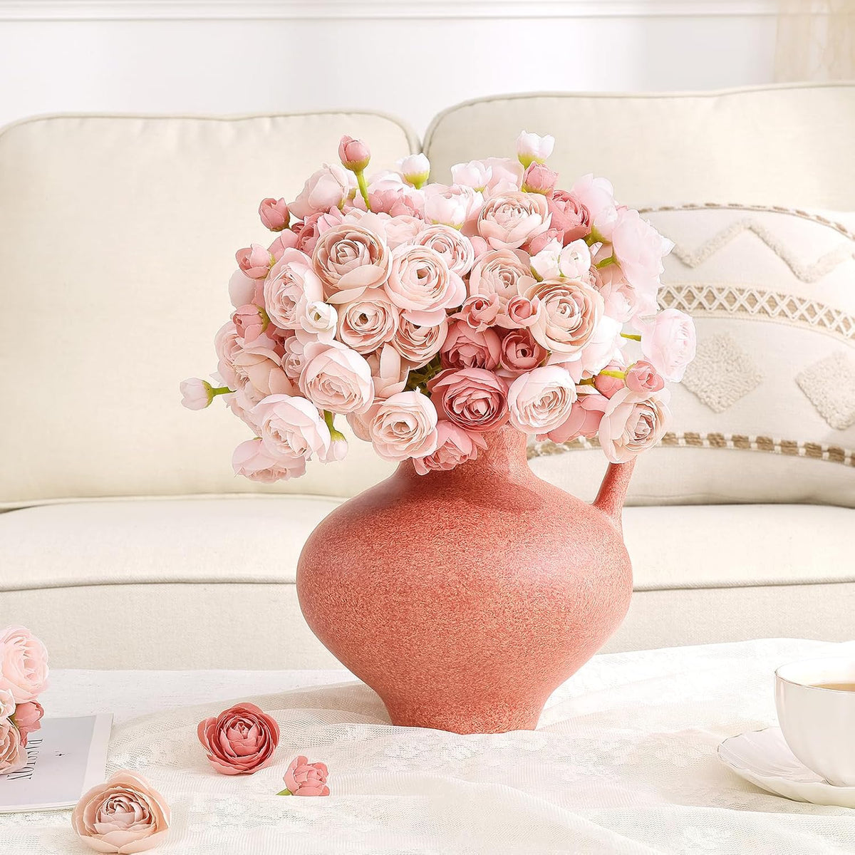 Mini Ranunculus Artificial Flowers Bouquet Creamy