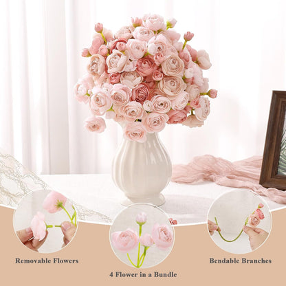 Mini Ranunculus Artificial Flowers Bouquet Creamy