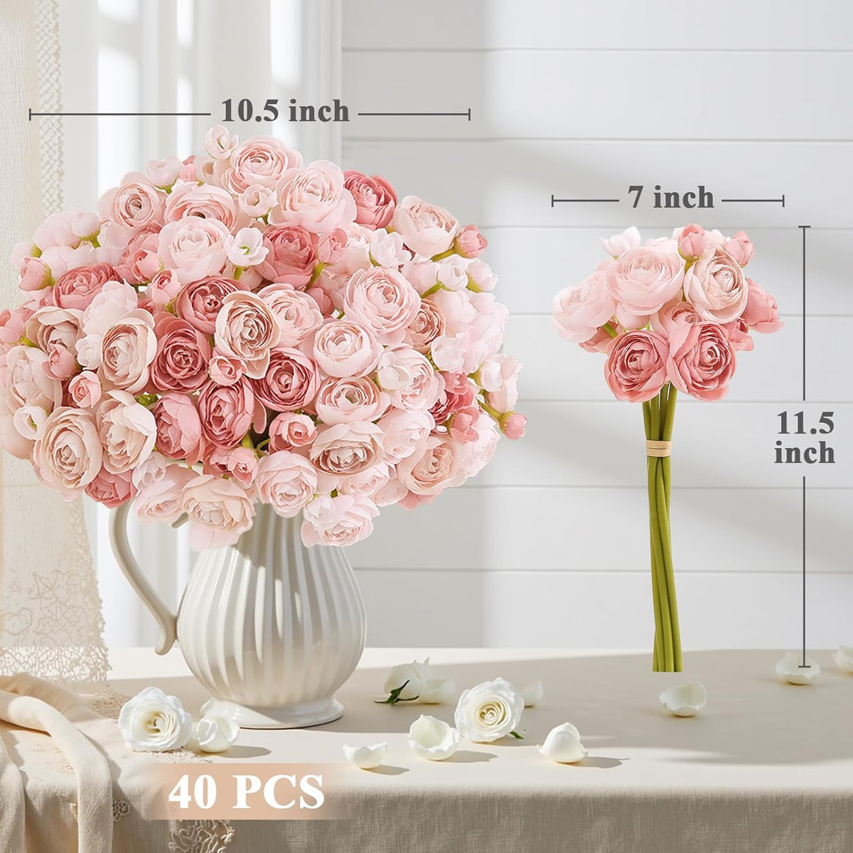 Mini Ranunculus Artificial Flowers Bouquet Creamy