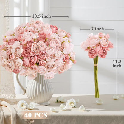 Mini Ranunculus Artificial Flowers Bouquet Creamy