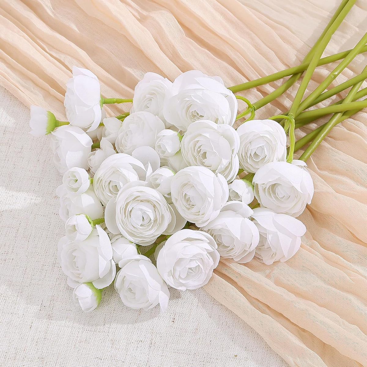 Mini Ranunculus Artificial Flowers Bouquet Creamy