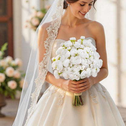 Mini Ranunculus Artificial Flowers Bouquet Creamy