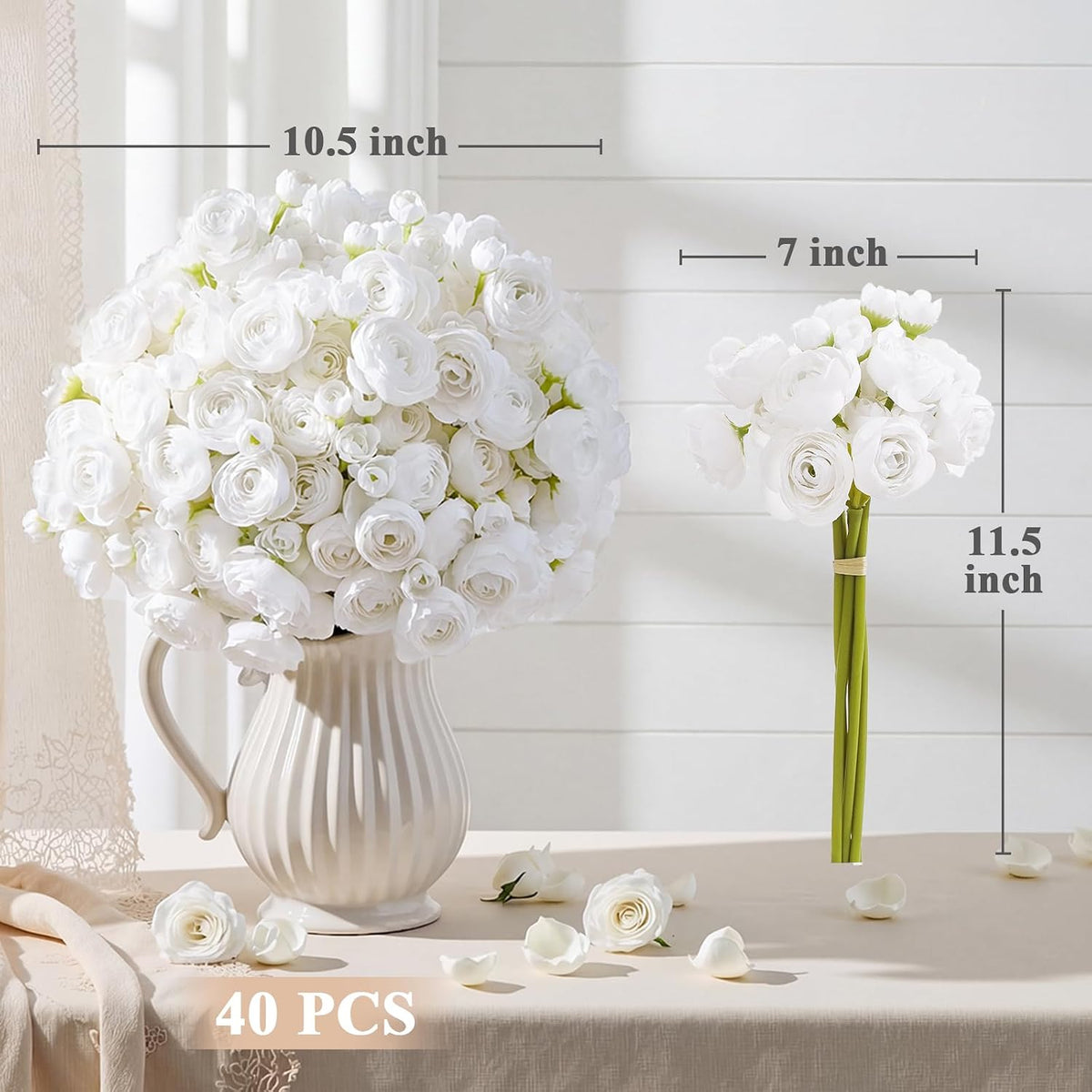 Mini Ranunculus Artificial Flowers Bouquet Creamy