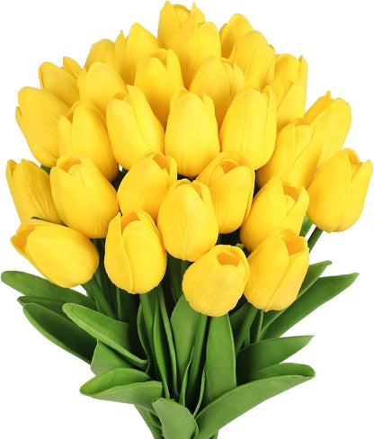 30PCS Artificial Tulip Flowers, Real Touch Soft Tulips for Home Decorations