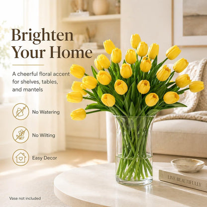 30PCS Artificial Tulip Flowers, Real Touch Soft Tulips for Home Decorations