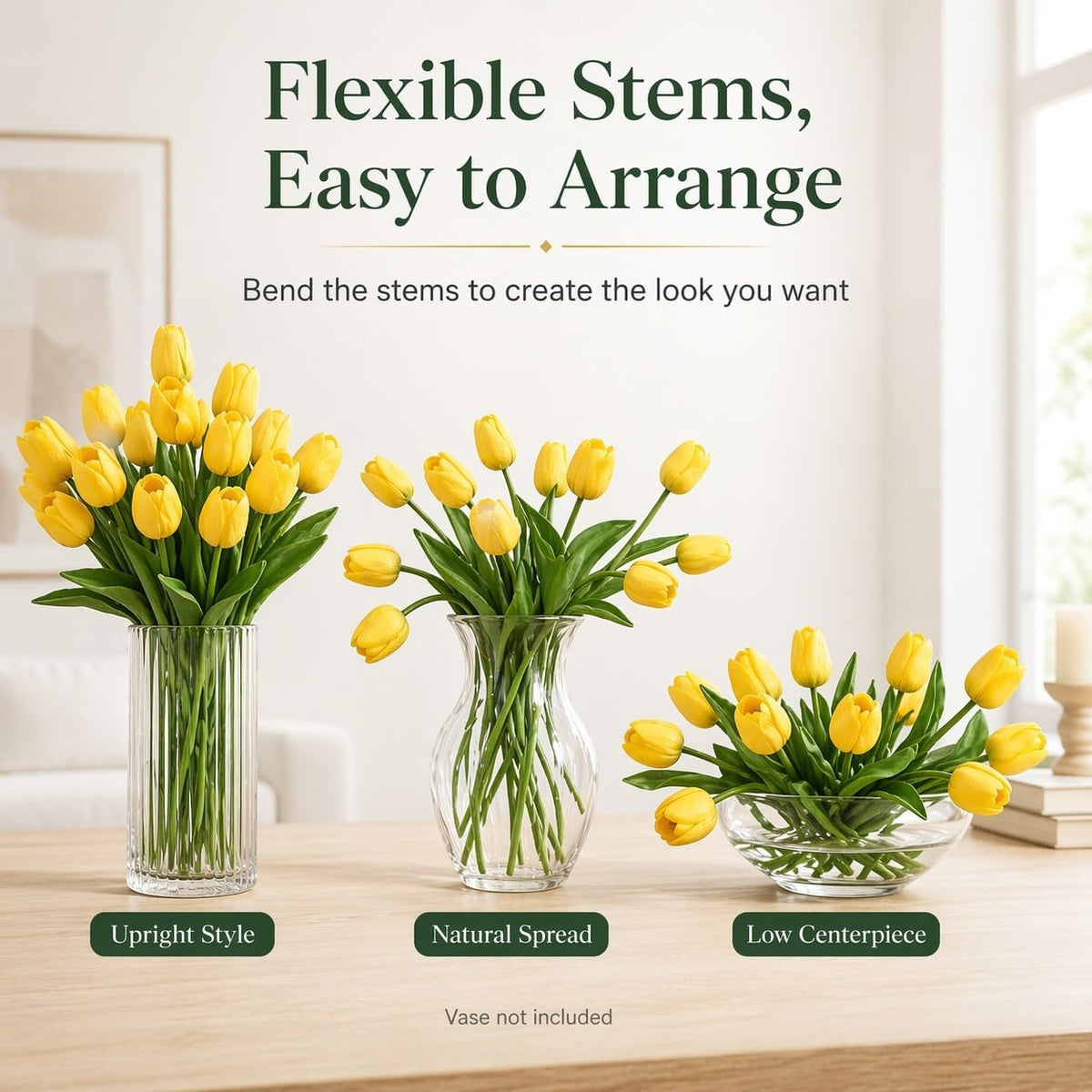 30PCS Artificial Tulip Flowers, Real Touch Soft Tulips for Home Decorations