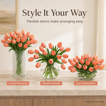 30PCS Artificial Tulip Flowers, Real Touch Soft Tulips for Home Decorations