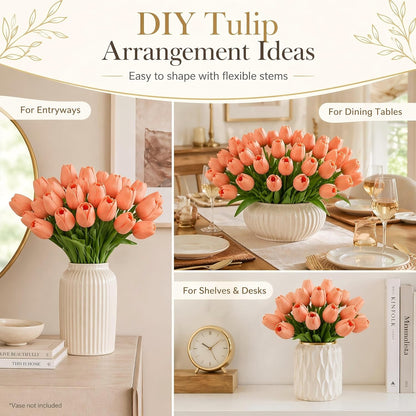 30PCS Artificial Tulip Flowers, Real Touch Soft Tulips for Home Decorations