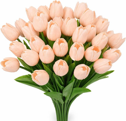 30PCS Artificial Tulip Flowers, Real Touch Soft Tulips for Home Decorations