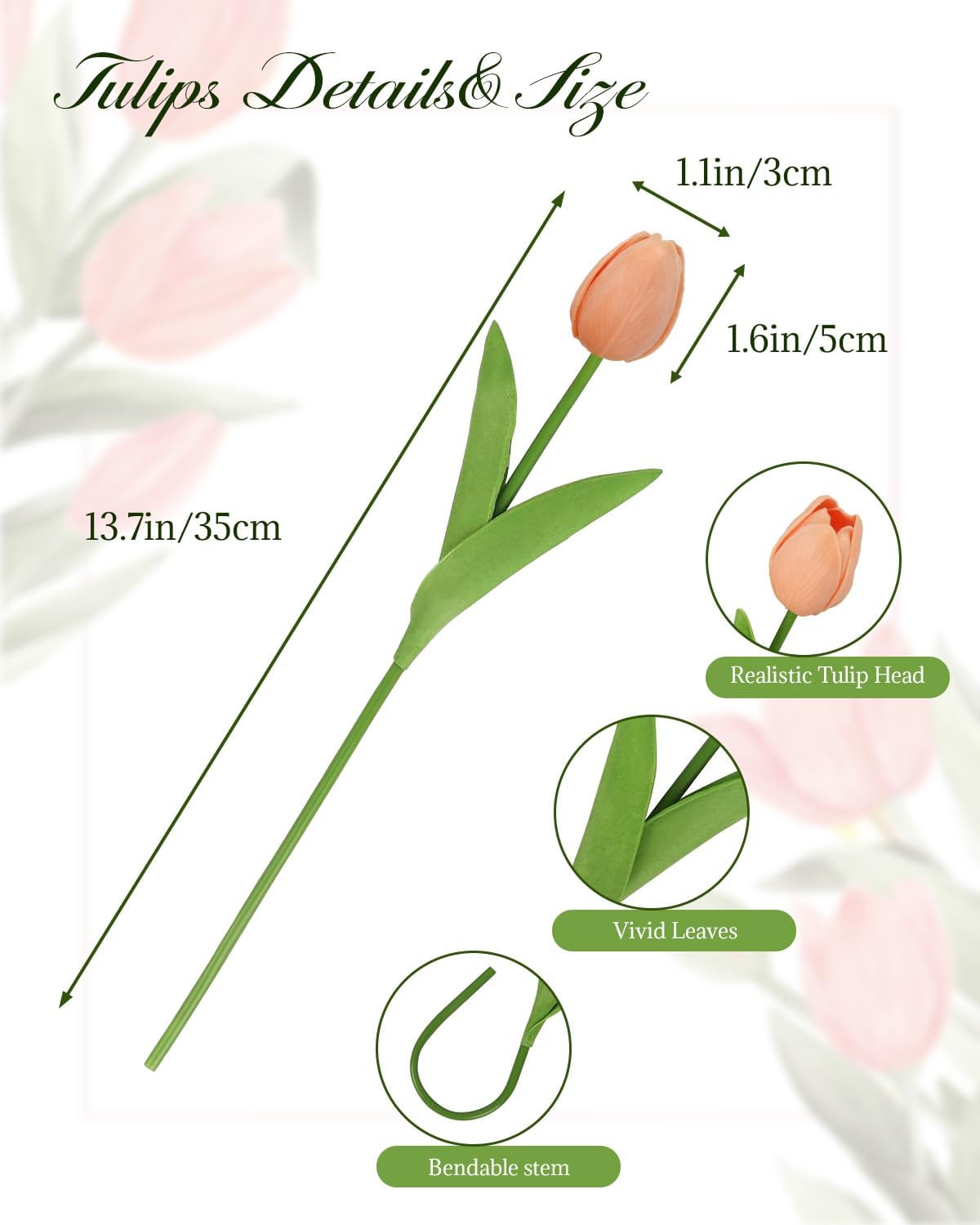 30PCS Artificial Tulip Flowers, Real Touch Soft Tulips for Home Decorations