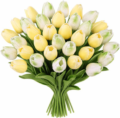 30PCS Artificial Tulip Flowers, Real Touch Soft Tulips for Home Decorations