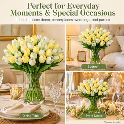 30PCS Artificial Tulip Flowers, Real Touch Soft Tulips for Home Decorations