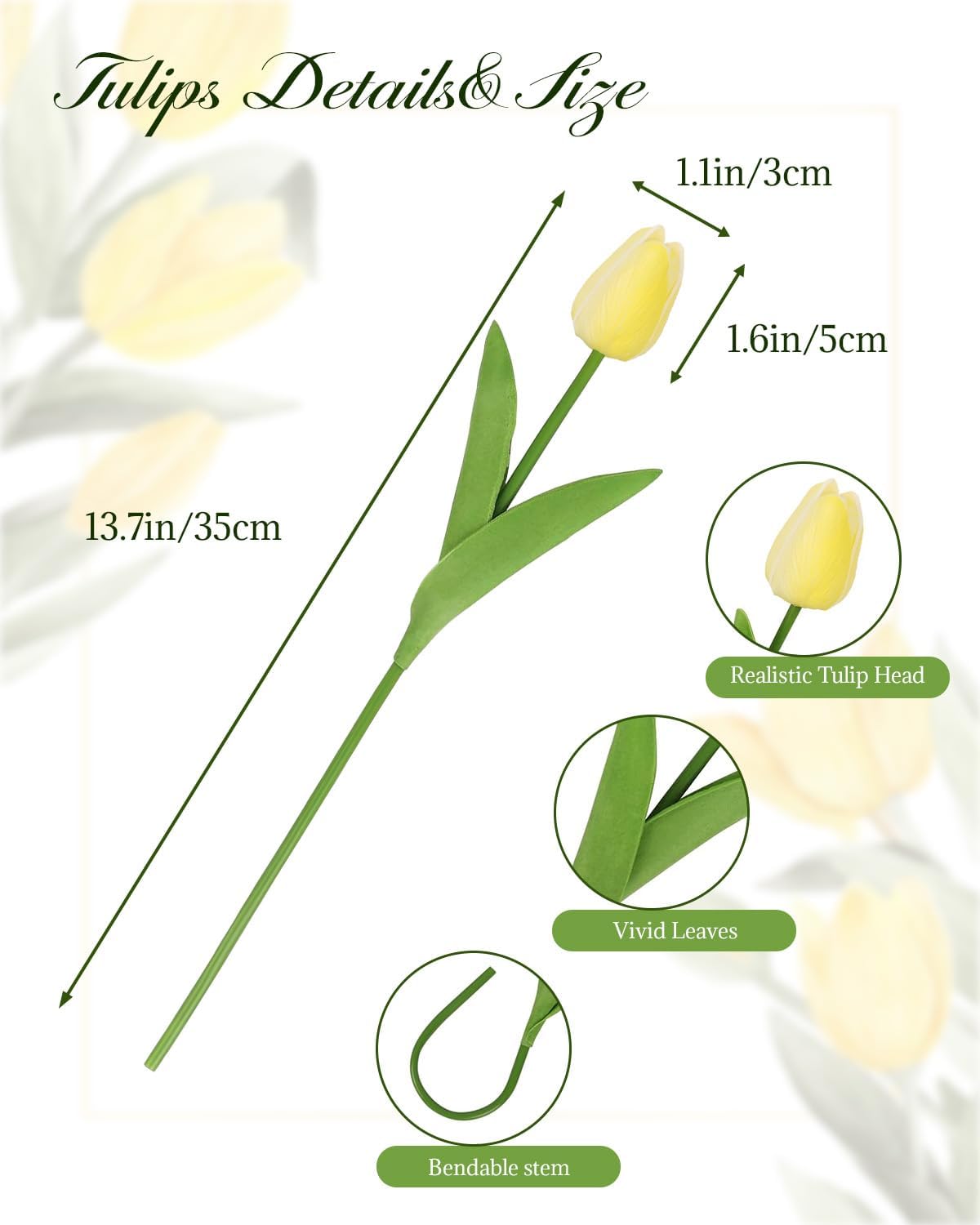 30PCS Artificial Tulip Flowers, Real Touch Soft Tulips for Home Decorations